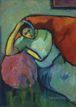 150の主題の芸術作品 Painting - 座っている女性 アレクセイ・フォン・ヤウレンスキー 表現主義